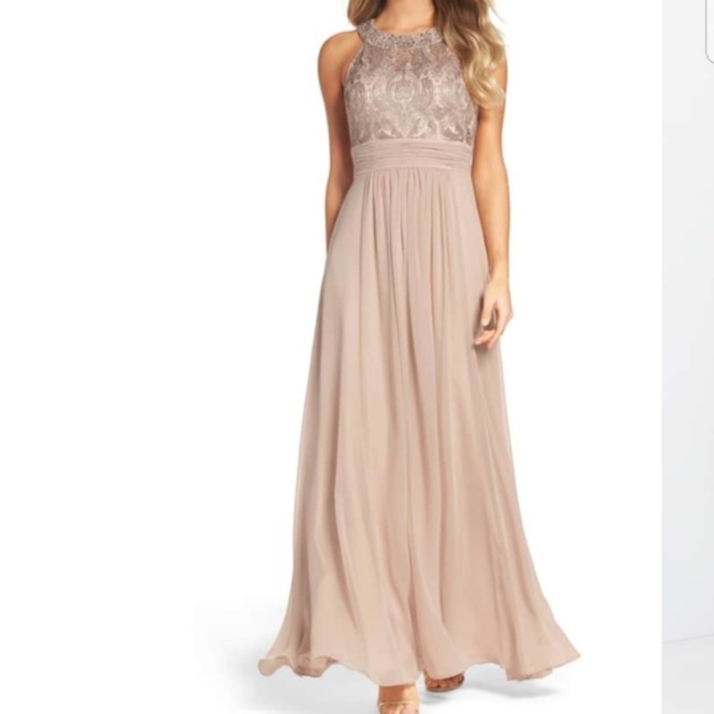 NWOT Eliza J Lace Bodice Dress with Chiffon Waistband NWOT